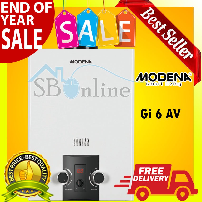 Modena Water Heater Pemanas Air Gas GI 6 AV LCD Harga Pabrik