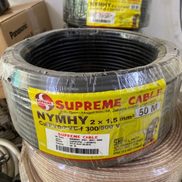 SUPREME KABEL 2X1,5 mm NYMHY SERABUT 50M - Kabel Listrik Supreme Serabut 2x1.5 mm 50m