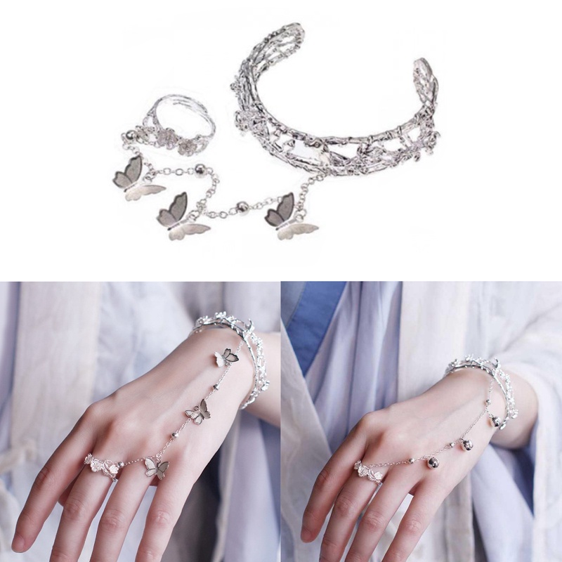 Gelang Tangan Wanita Desain Butterfly Hias Bel Kerajaan Gaya China Untuk Hadiah