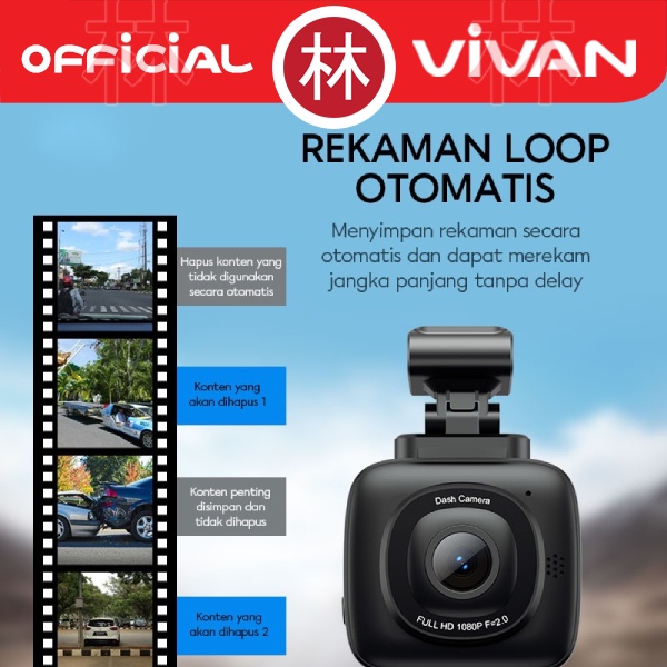 VIVAN VDR01 Dash Cam / CCTV Mobil 1080HD Super Wide Angle High Res