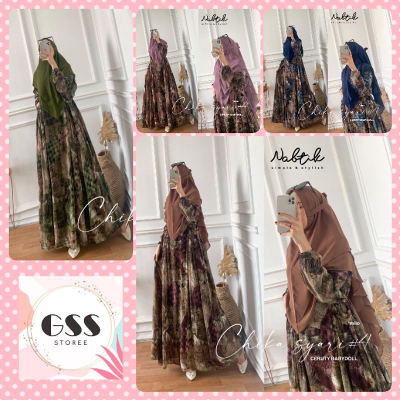 KHADIJAH SQUARE SET // CHIKA Original MEISA STORE LD 110 PB 140 Gamis Syar'i Nabtik