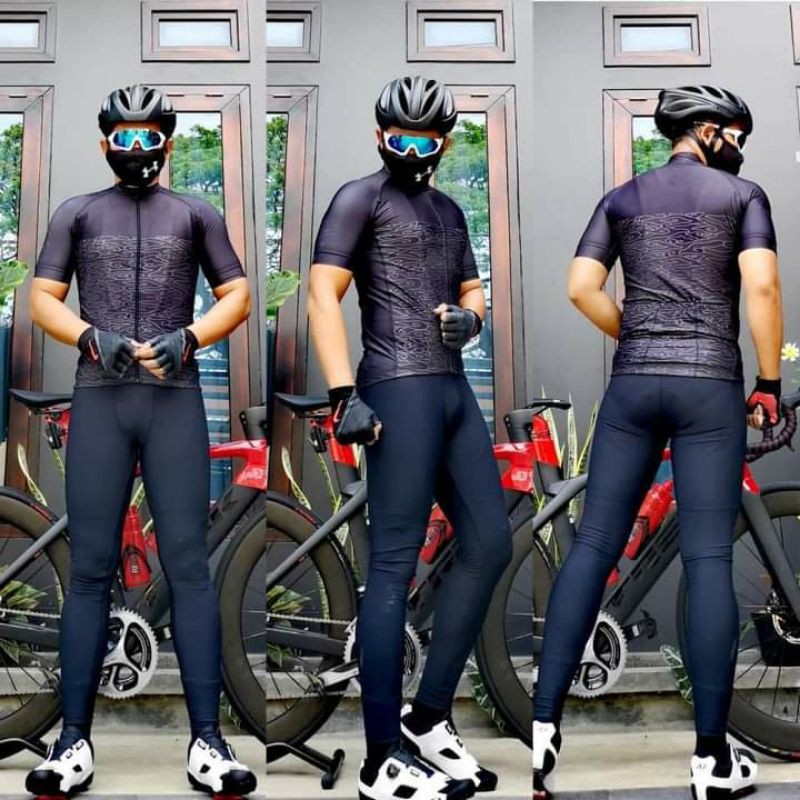Stelan Set Jersey Sxb Mega Mendung Road Bike Jersey Sepeda Bicycle Short Sleeve Legging