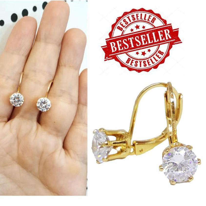 09 Alvaro17Outlet Anting Desi ASLI TITANIUM Gold/ANTING TITANIUM ANTI KARAT Mata KRISTAL Swarovski 0