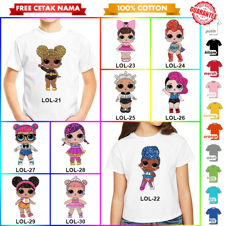 [FREE NAMA!!] Baju Kaos COUPLE  ANAK boneka LOL SURPRISE  BANYAK MOTIF