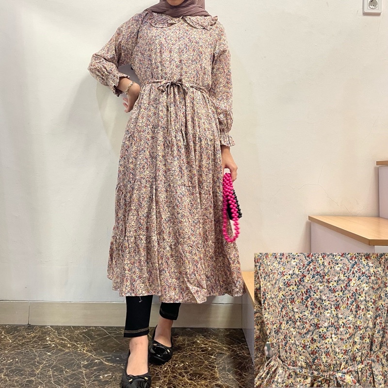 [VOL 1 MIDI FLORAL DRESS] Dress bunga wanita gamis floral