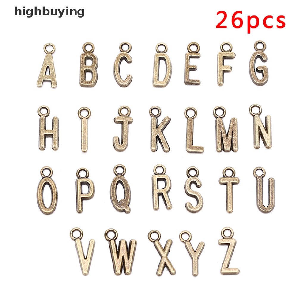 Hbid 26Pcs Liontin Huruf Alfabet A-Z Warna Silver / Gold Untuk DIY Perhiasan Charms