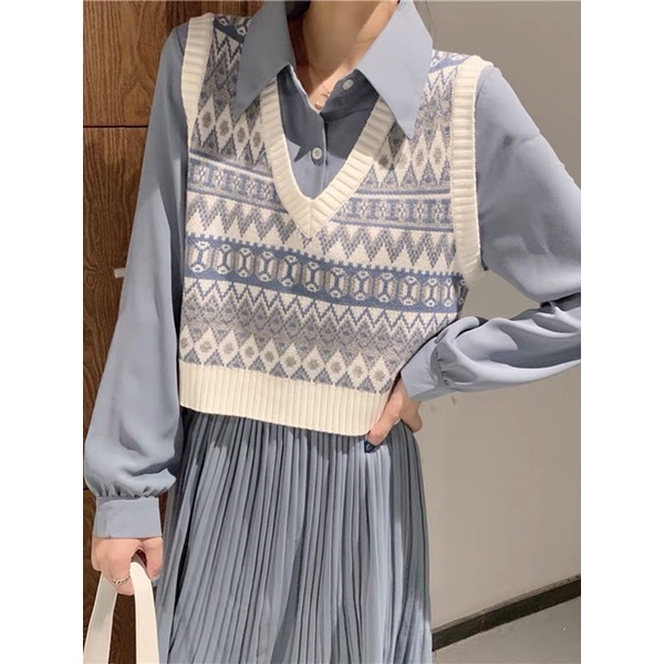 KNIT VEST WANITA ATASAN  RAJUT KOREAN STYLE OVERSIZED BAJU KAOS MX927