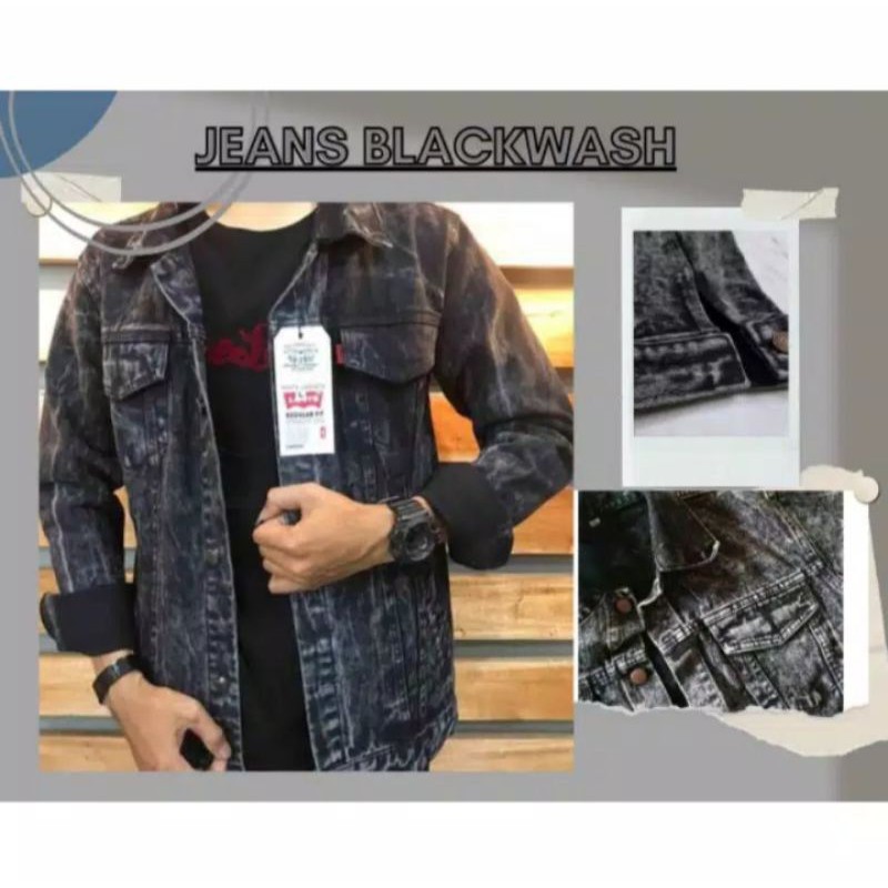 jaket jeans BLACK WASH/precak/sembur size:M,L,XL