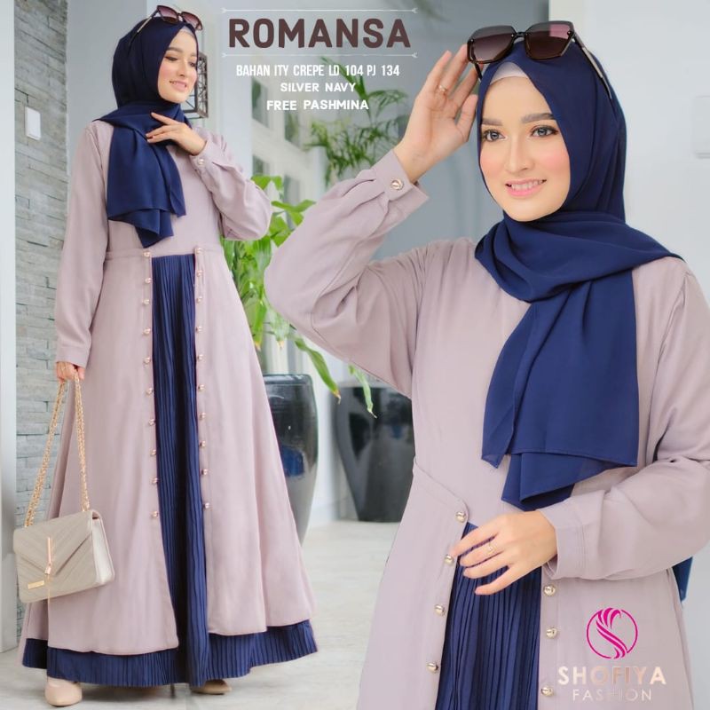 *ROMANSA SET .DRESS + PASHMINA