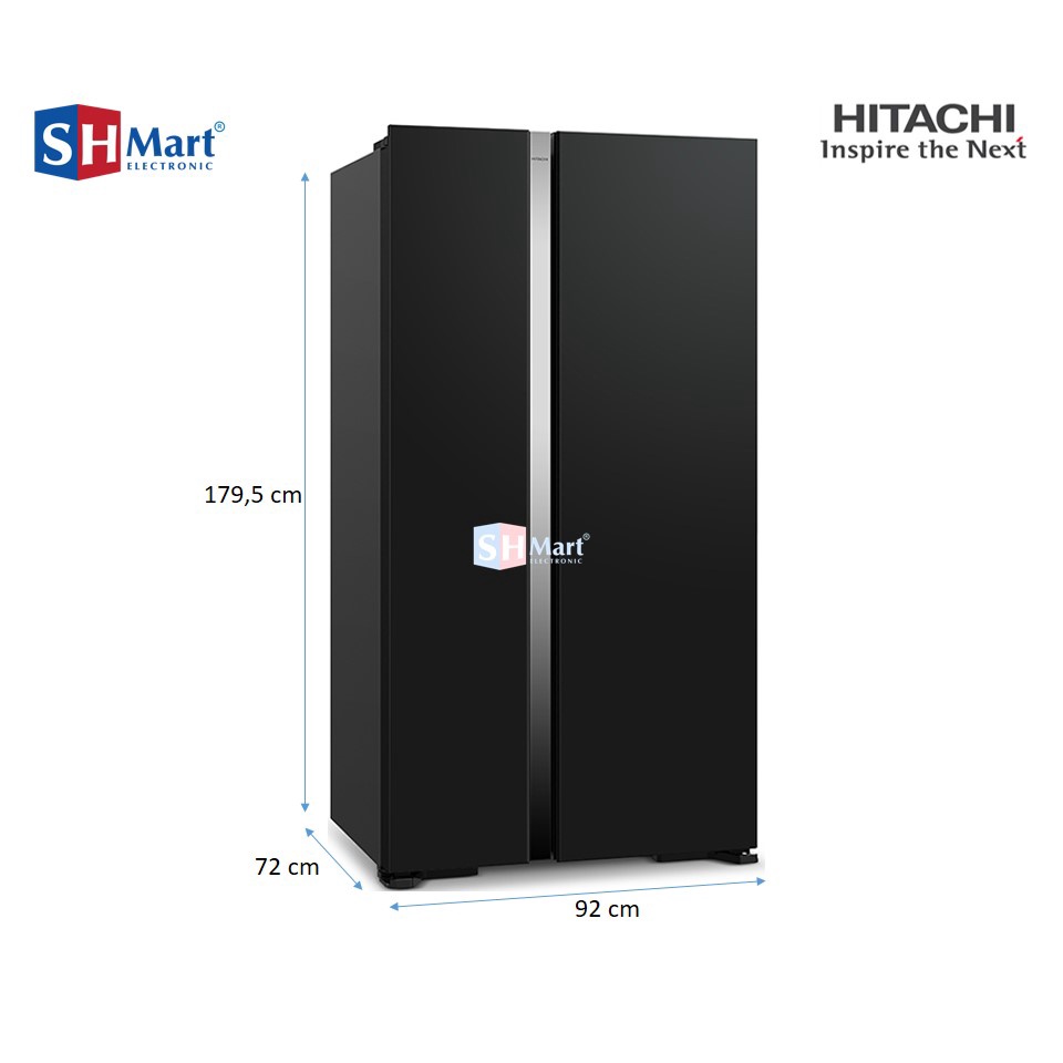 HITACHI KULKAS SIDE BY SIDE R-S80PGD0GBK / RS80PGD0-GBK 595L (MEDAN)