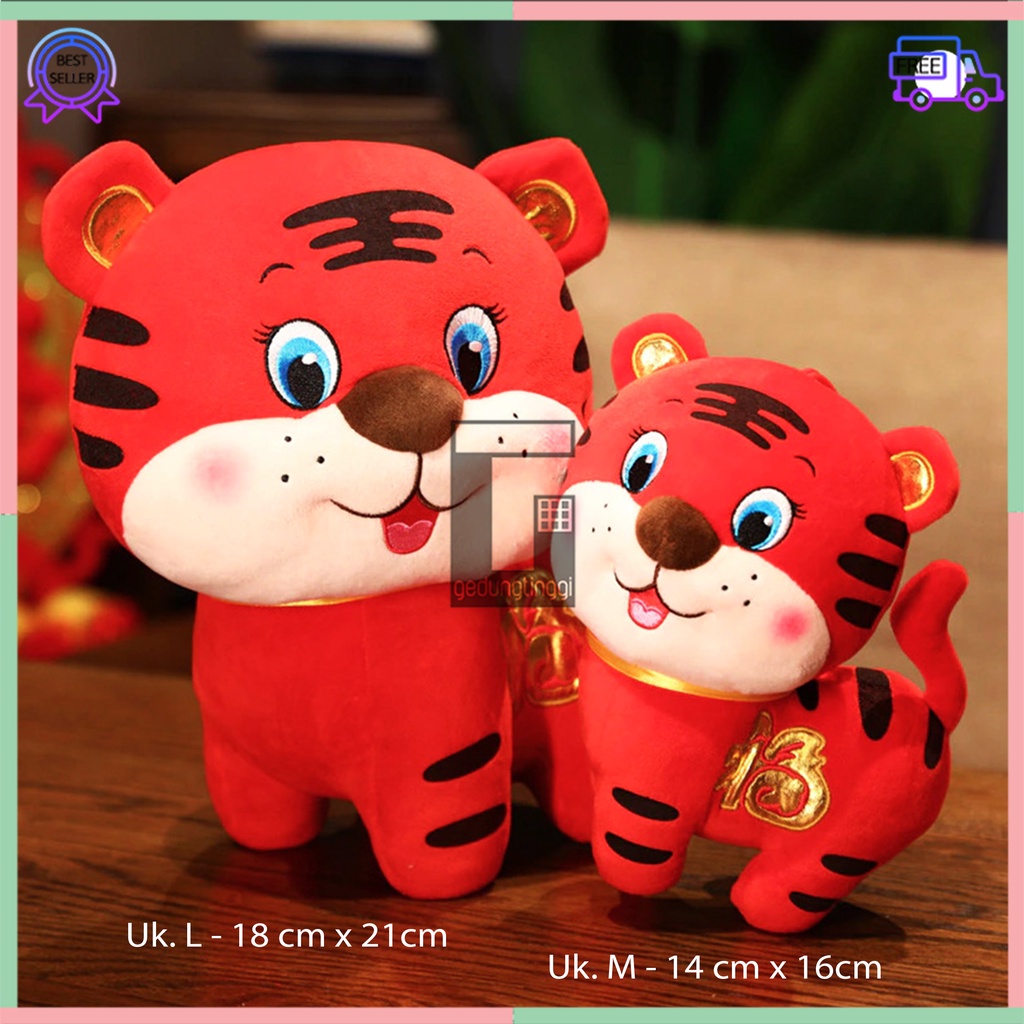 Boneka Pajangan Gantungan Dekorasi Hiasan Kado Hadiah Souvenir Hampers Parcel Parsel Tempel Cop Kaca Dashboard Mobil Karakter Shio Macan Harimau 2022 Fu Fuk Hoki Rejeki Imlek Sincia Chinese New Year Cny Impor Import Lembut Imut Lucu Murah Size Besar Kecil