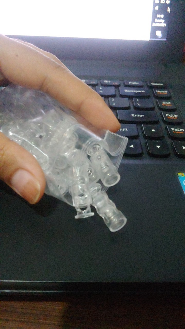 Stopper Transparan Model Botol Dua Lubang Bening