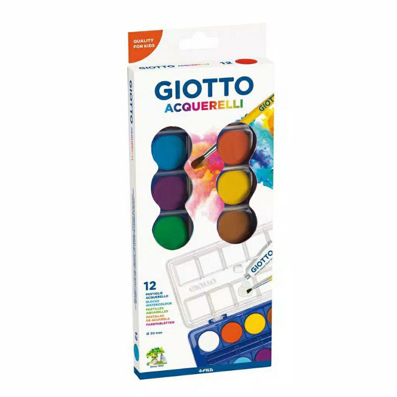 

Giotto Water Colour Cake Cat Air Kualitas Tinggi Kemasan 1 Pak - 12 Warna (Bonus Kuas)