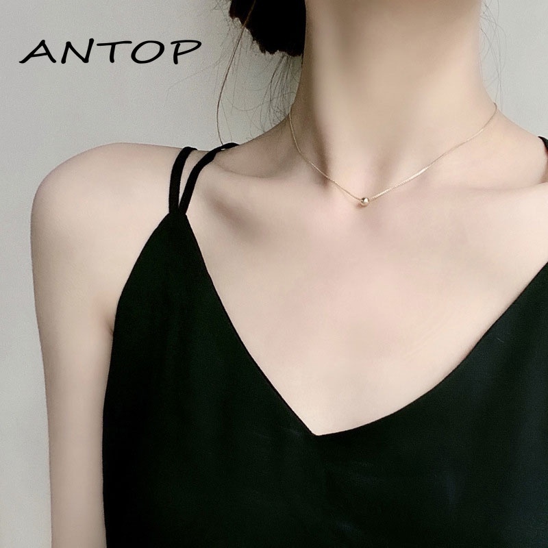 Kalung Manik Bulat Kalung Liontin Rantai Perhiasan Wanita Aksesoris Fashion ANTOP