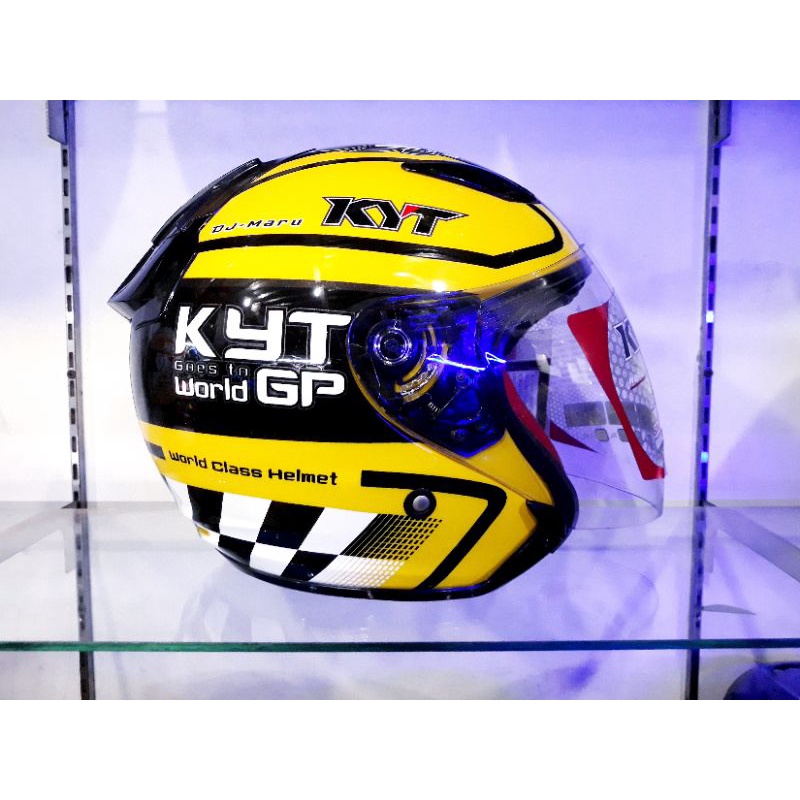 KYT HELM DJ MARU MOTIF #11 YELLOW GUNMETAL GLOSSY | KYT DJ MARU ORIGINAL