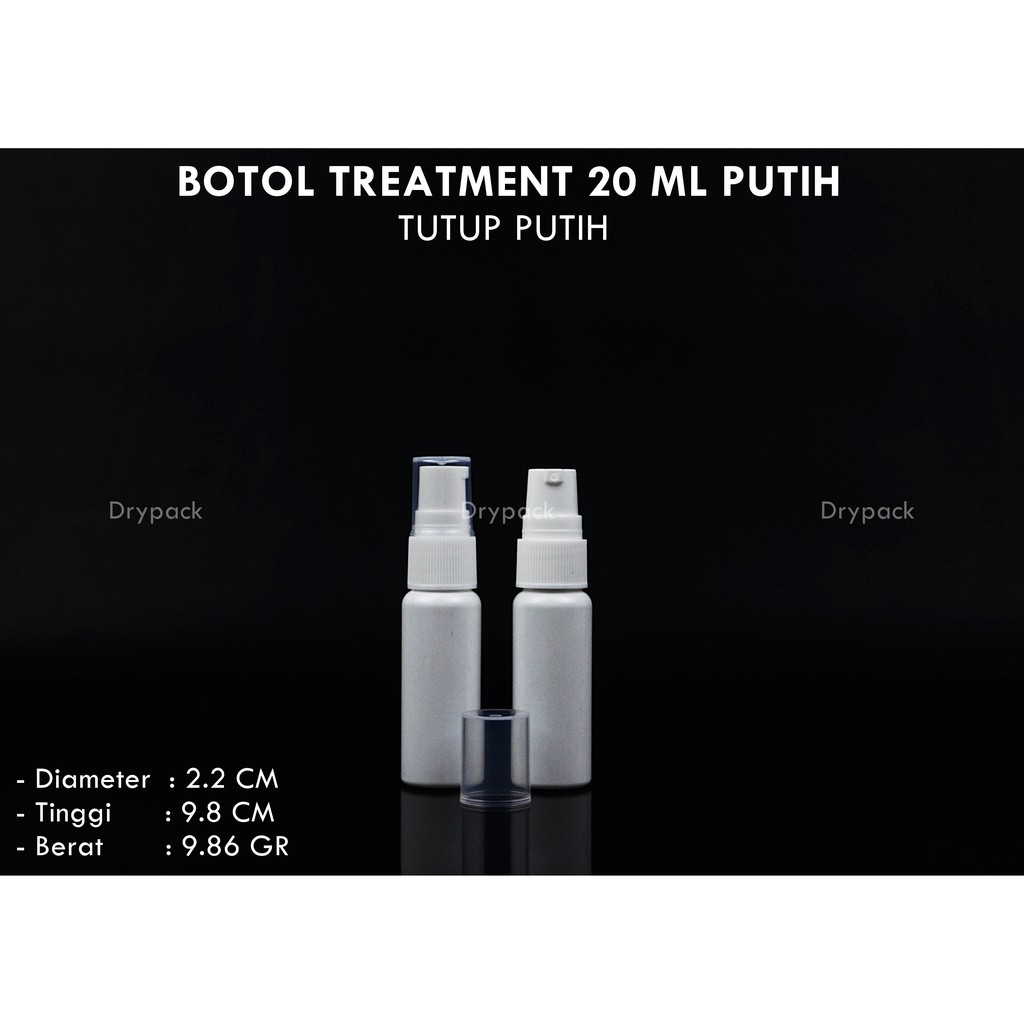 Botol Treatment 20 ml Putih tutup Natural