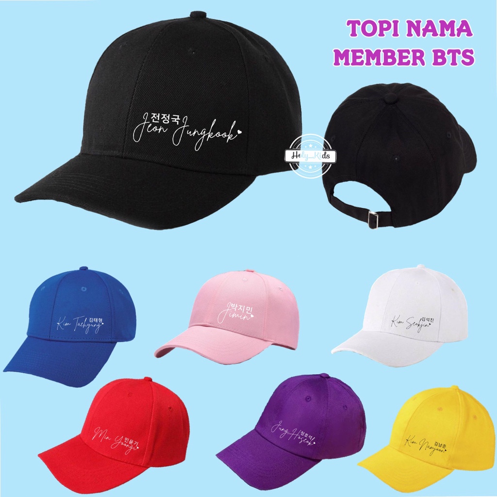 TOPI BTS / TOPI NAMA MEMBER BTS / TOPI DEWASA BTS / TOPI JUNGKOOK TAEHYUNG JIMIN HOSEOK YOONGI