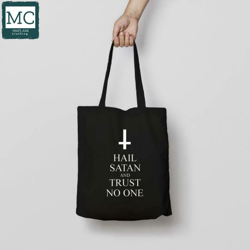 TOTE BAG SATAN TULISAN / TOTEBAG RESLETING HITAM / TOTEBAG BAND METAL / TAS JINJING / TOTEBAG CANVAS