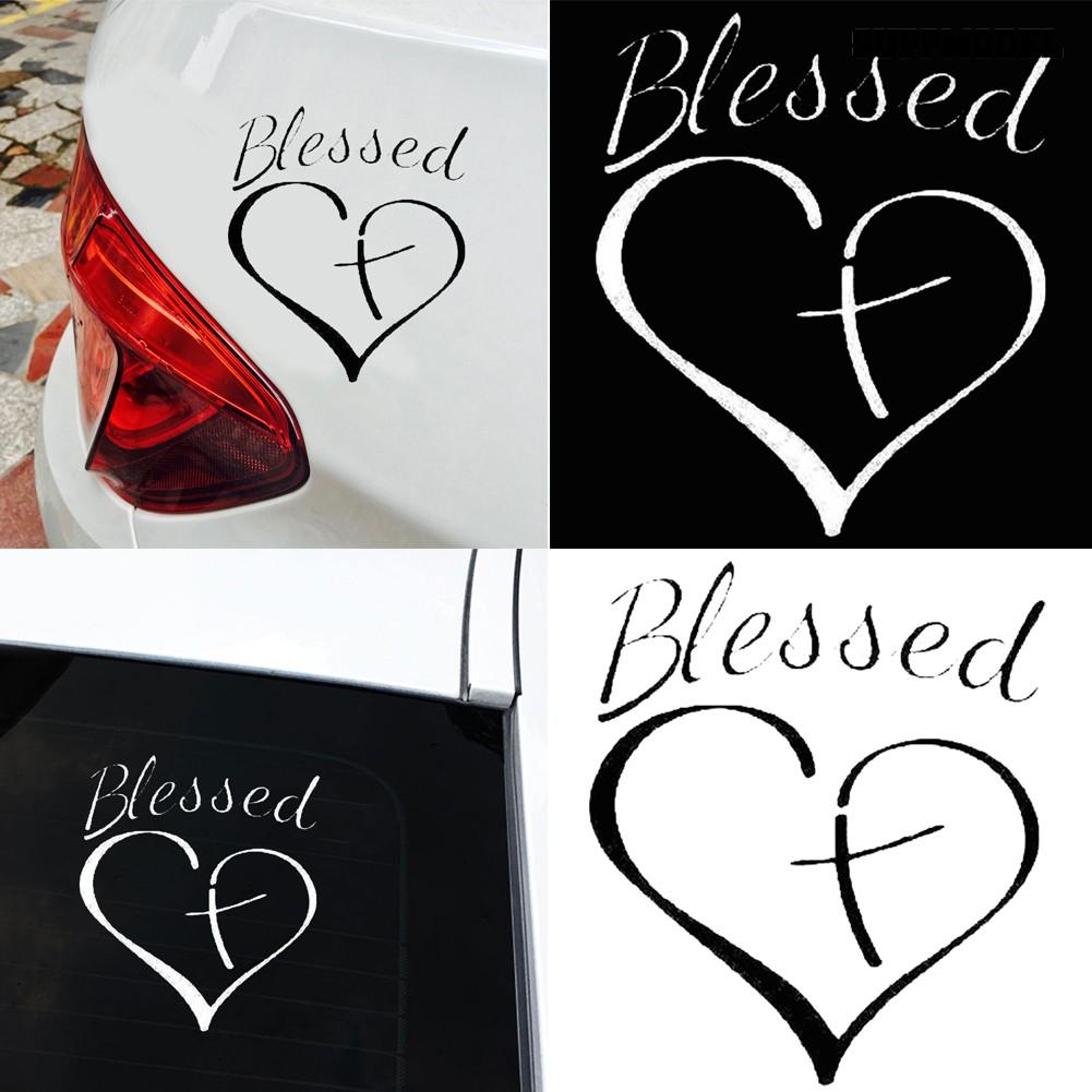 Supmodel Blessed Heart Cross Car Truck Vehicle Body Window Reflective Decal Sticker Decor