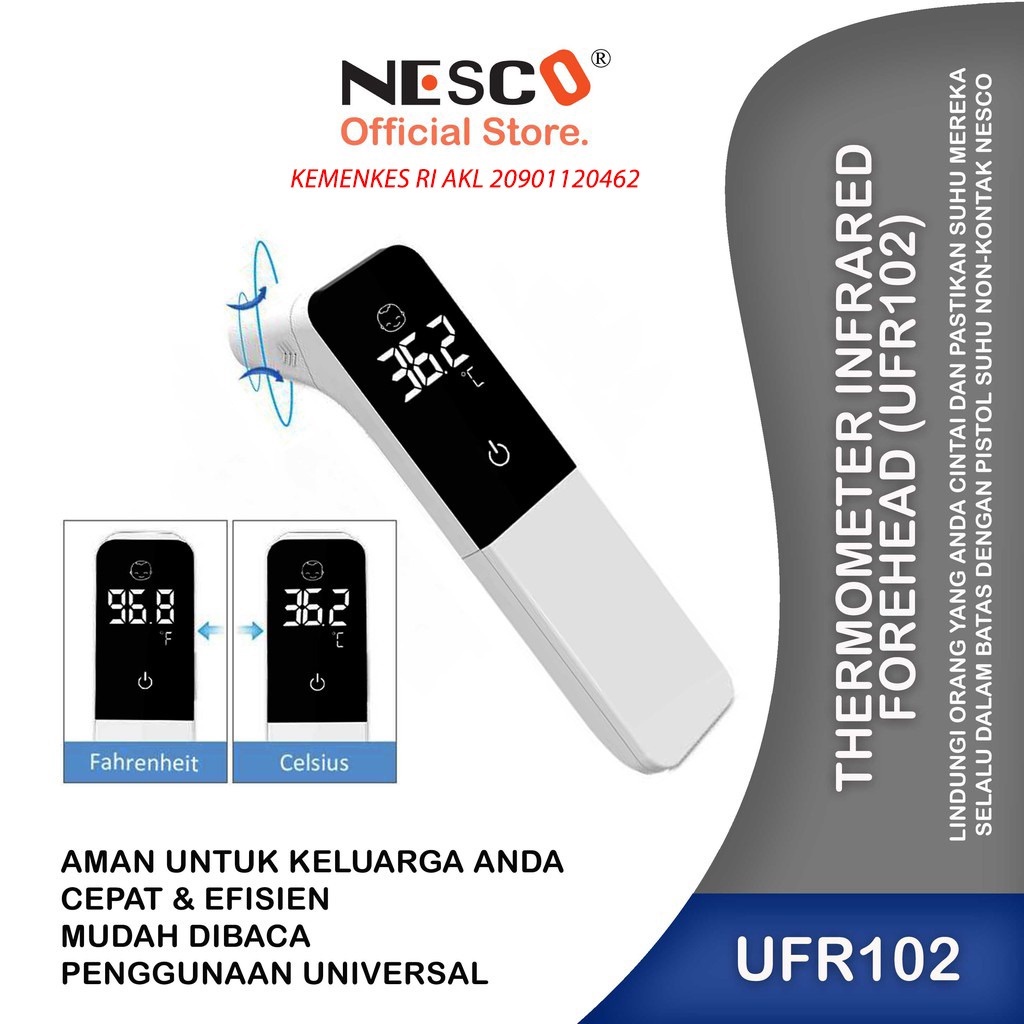 THERMOMETER INFRARED FOREHEAD (UFR102)BERFUNGSI UNTUK MENGUKUR SUHU TUBUH TANPA KONTAK DAN AKURAT