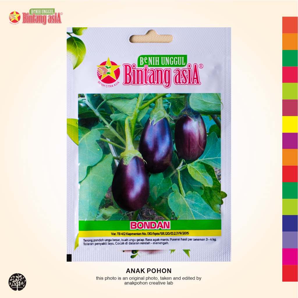 (1 PACK) Benih Terong Pondoh Ungu BONDAN - BINTANG ASIA - 500 SEEDS / 2 GRAM