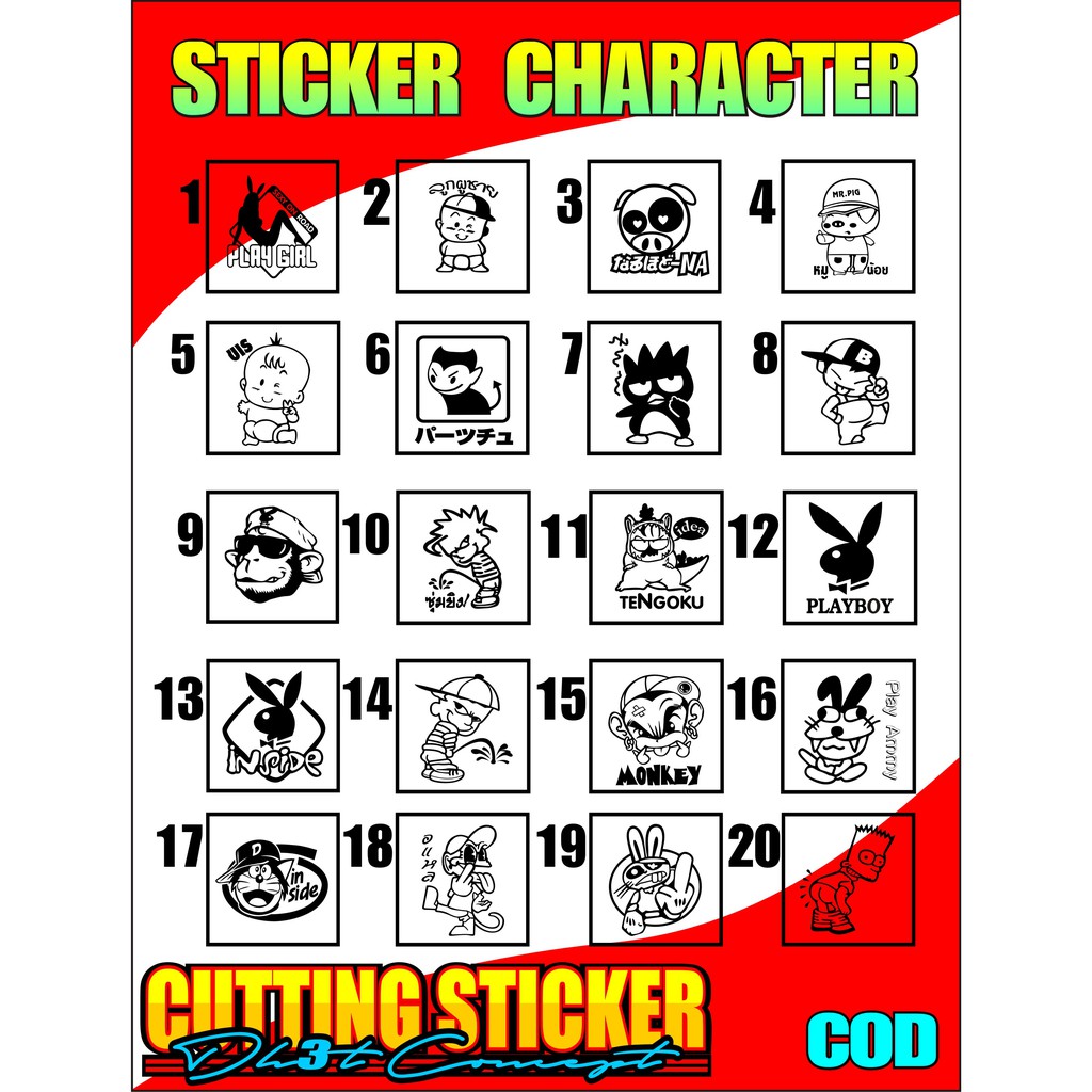 

Stiker kartun Anak Lucu Stiker Karakter Cutting Sticker Motor Mobil