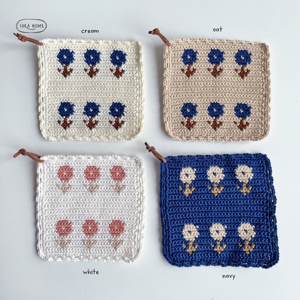 [NEW] Coaster Crochet Alas Tatakan Gelas Bahan Rajut Handmade - Bloom Crochet Coaster by Suka Home