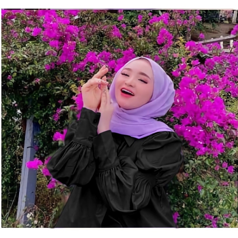 Kamila Blouse Lengan Balon Puffy Kerut Korean Style Ungu Lilac busui frendly