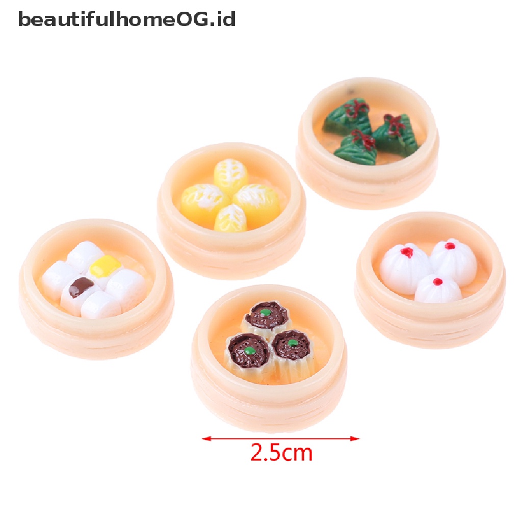 5pcs / set Miniatur Makanan Dim Sum China Aksesoris Dapur Rumah Boneka 1: 12