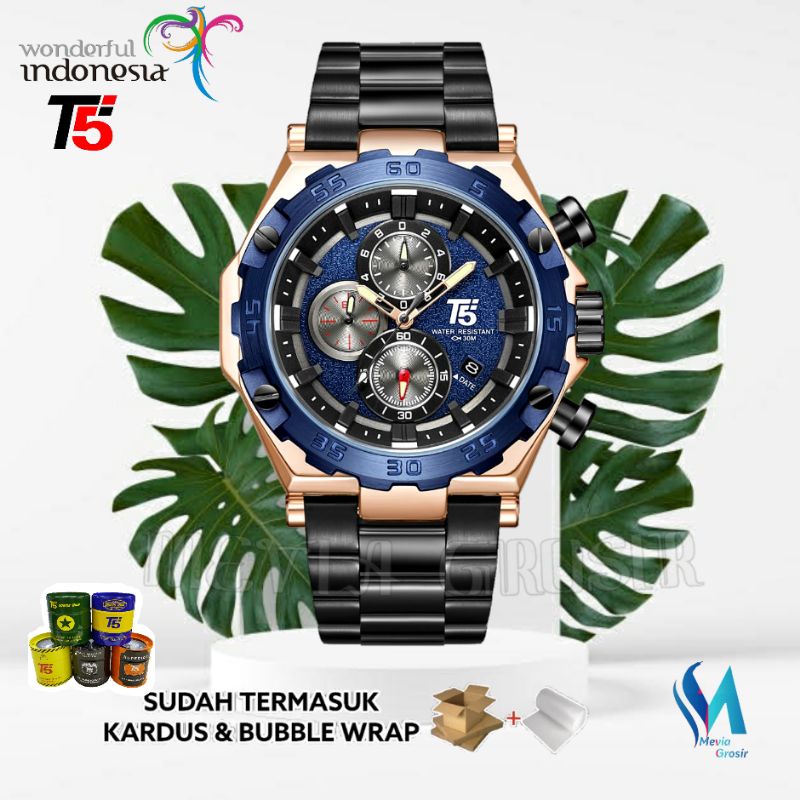 JAM TANGAN PRIA T5 H 3847 H3847G 3847 T5 ORIGINAL 100% CHRONOGRAPH TAHAN AIR BERGARANSI FREE TIN BOX