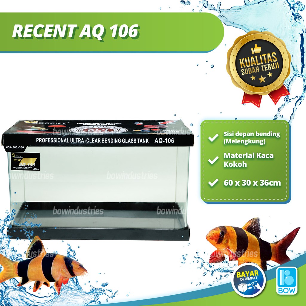 Aquarium Aquascape Akuarium Kaca Bending Glass Tank RECENT AQ 106 60 Cm 64 Liter