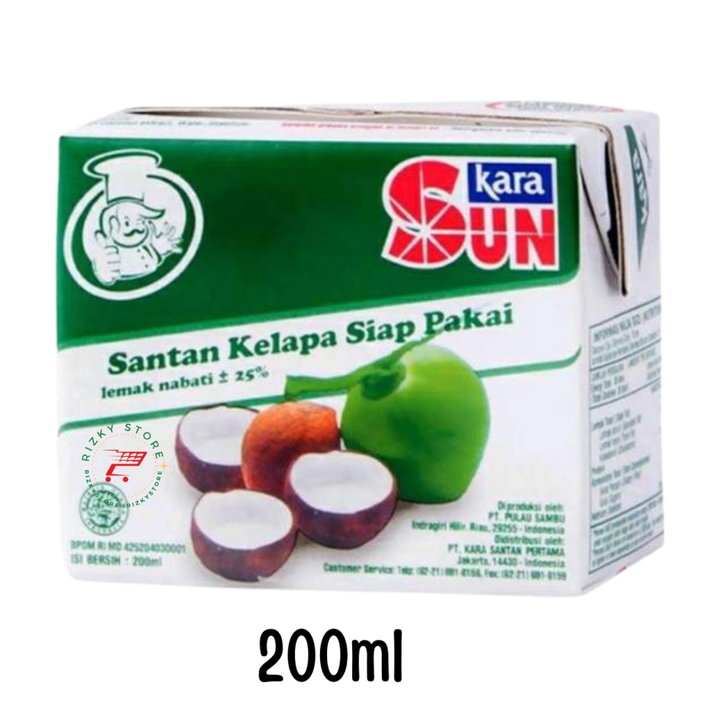 

SUN KARA SANTAN KELAPA SIAP PAKAI/INSTAN/COCONUT CREAM 200ML