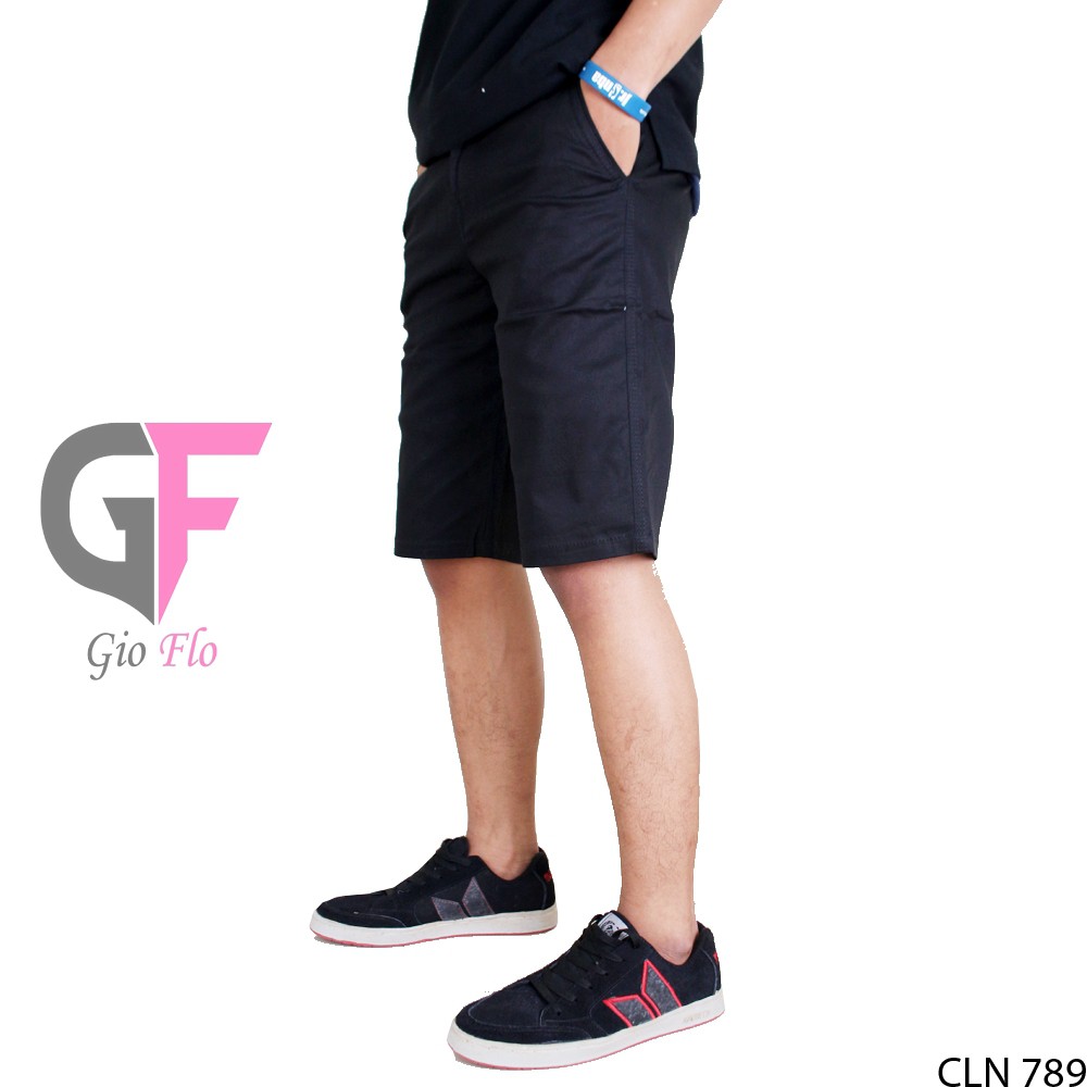 GIOFLO Celana Pendek Distro Pria Chino Casual Polos Modis Hitam / CLN 789