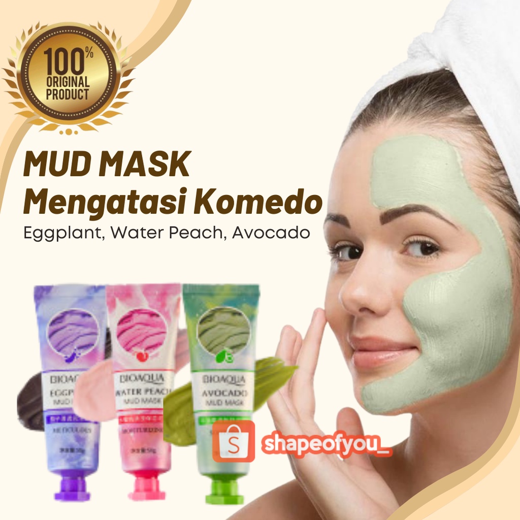 Mud Mask Masker Wajah Water Peach / Egg Plant / Avocado