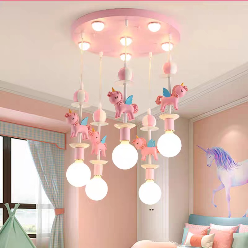 LYLY OFFICIAL Lampu Gantung / Lampu Kamar Tidur Anak /Lampu Kamar Anak Cewek Unicorn Pink
