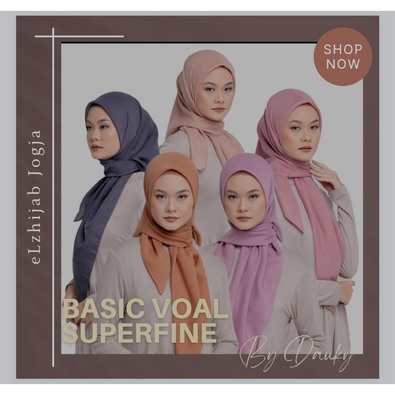 Jilbab segi empat Polos Dauky Basic Voal Superfine/ Hijab segi empat polos Dauky/ Jilbab segi empat/
