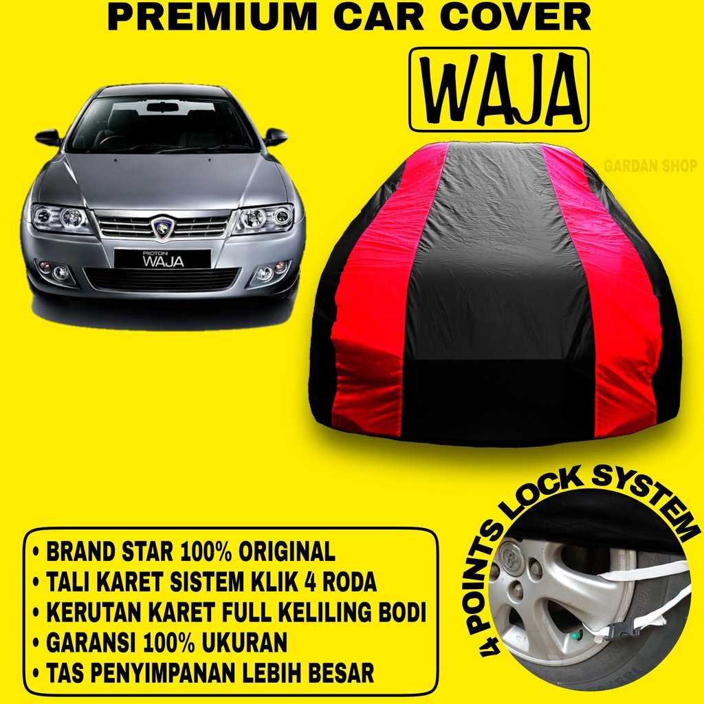 Body Cover WAJA Sarung Strip MERAH Penutup Pelingdung Bodi Mobil Waja PREMIUM