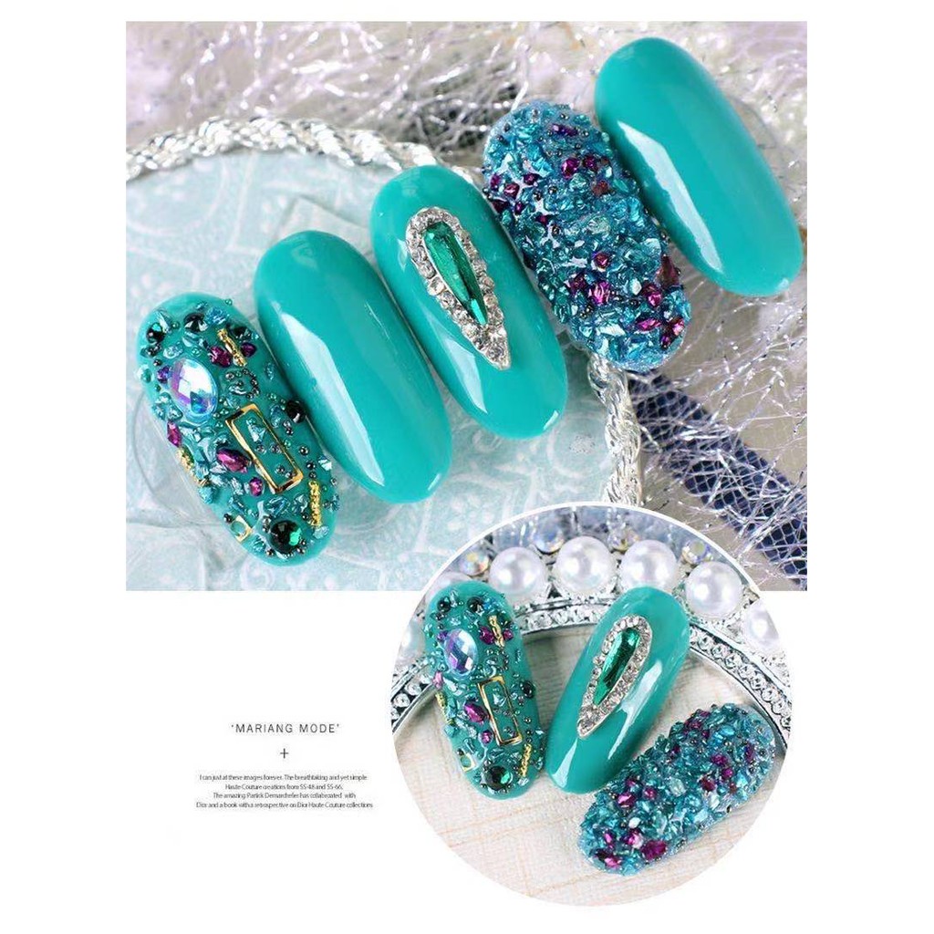 1 Box DIY Hiasan Kuku stiker Kuku Seni Dekorasi 3D Nail Art Shell bunga Manikur Glitter Fashion Popu