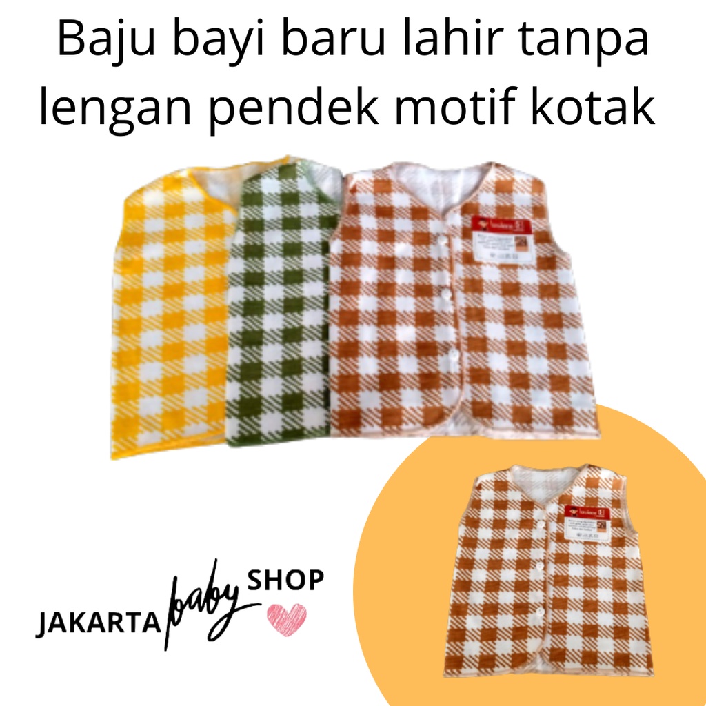 BAJU BAYI BARU LAHIR TANPA LENGAN MOTIF KOTAK EKSLUSIF LUSIANA E ISI 1PC/6PC 652303