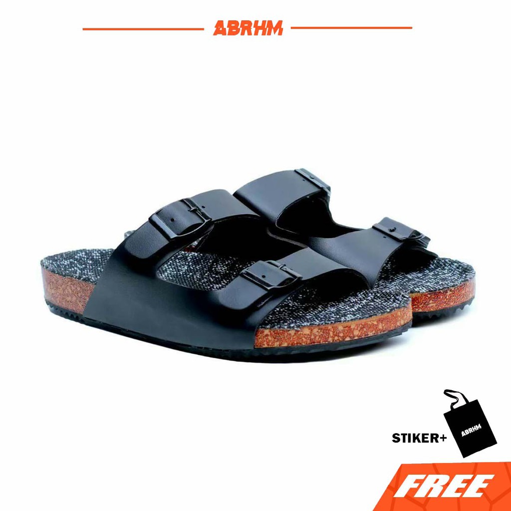 ABRHM Sandal Slide Pria Sandal Slop Pria Kulit Pu Sendal Selop Cowok / Cowo Ori Keren Kekinian