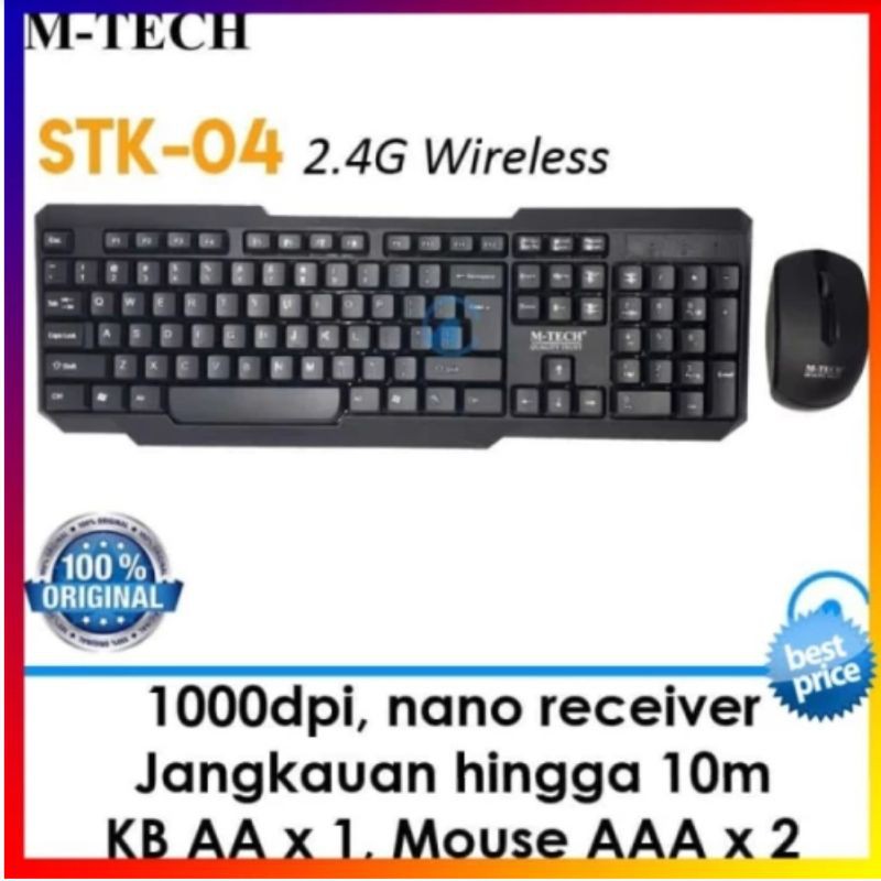 Keyboard mouse wireless combo STK-04 M-Tech Murah