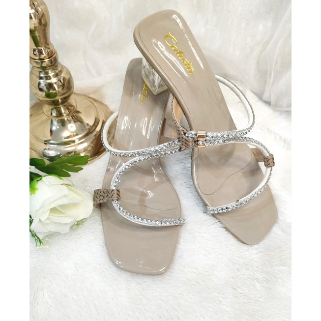 Calista Glass Heels Wanita|Sepatu Pesta|sepatu wanita|heels wisuda|heels kondangan