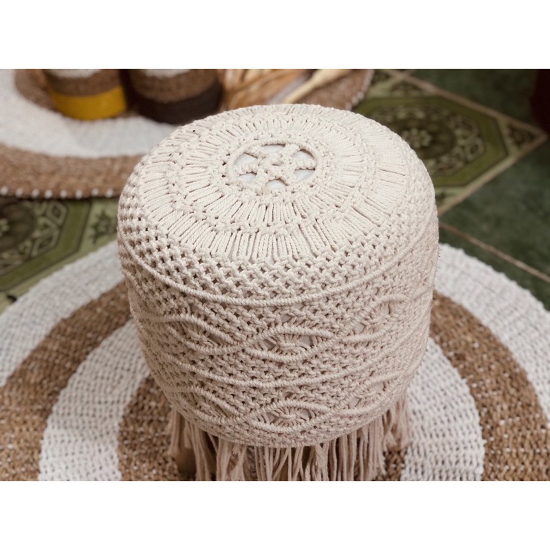 kursi rajut putih gun makram