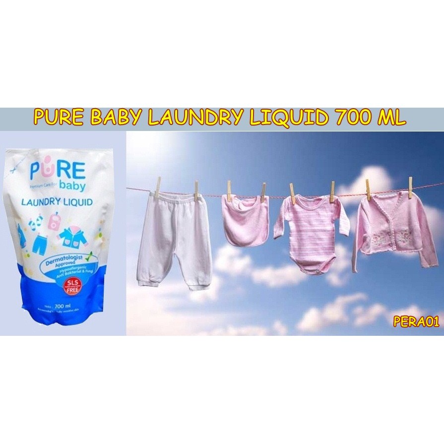 PERA01 PAKET 3 IN 1 PURE BABY LAUNDRY LIQUID 700 ML isi 3 uk 700ml / SABUN CUCI  BAJU BAYI bln 11 23