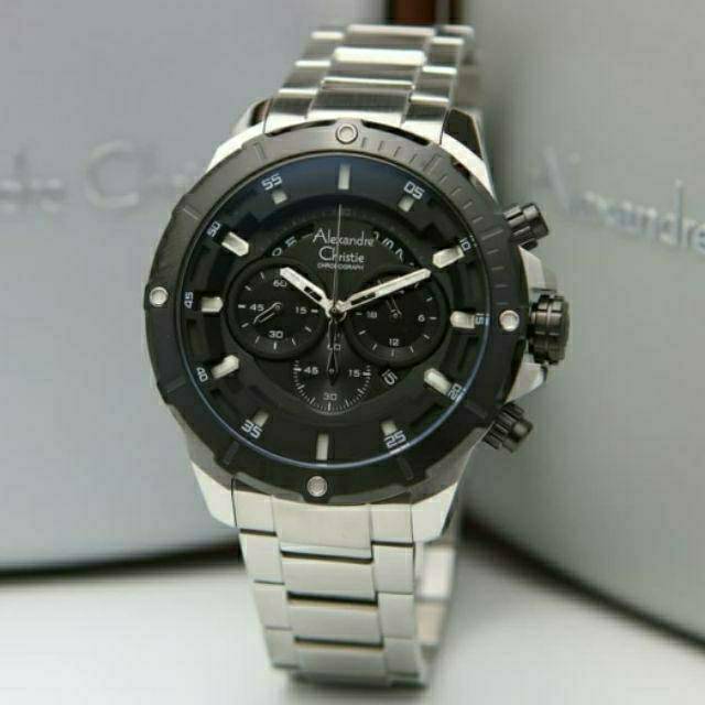JAM TANGAN PRIA ALEXANDRE CRISTIE AC 6529 SILVER BLACK