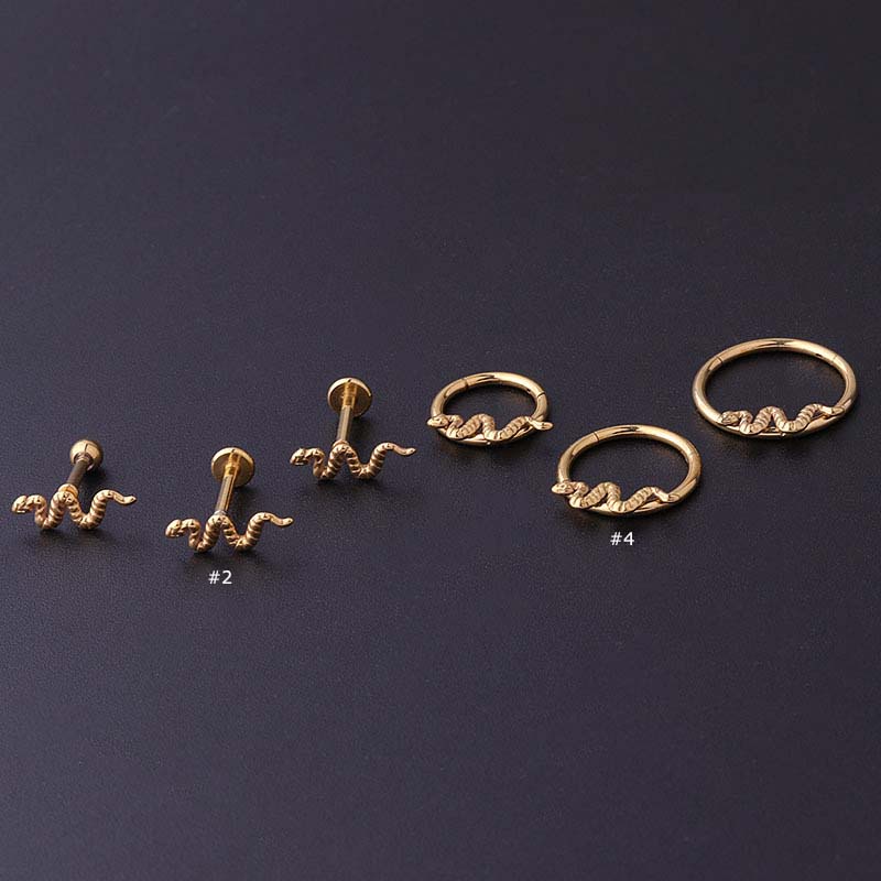 1pc Anting Tindik Tubuh / Hidung / Bibir Bentuk Ular 16Gauge