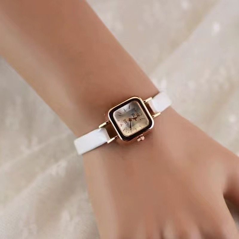 BAJ Jam Tangan Quartz Strap PU Analog Casual Gaya Retro Wanita Persegi Watch Korean Fashion Persegi Kecil RM033