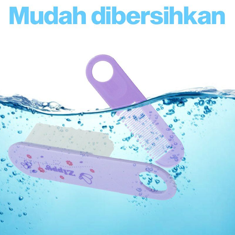 2 in 1 Zippy Brush &amp; Comb Sisir Bayi Newborn +0m | Sisir Dan Sikat Lembut Baby Mumlove Comb And Brush - MUMLOVE