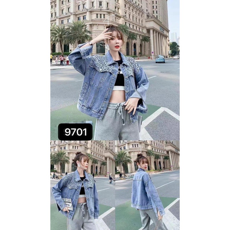 JAKET JEANS LEOPARD IMPORT MOTIF MACAN