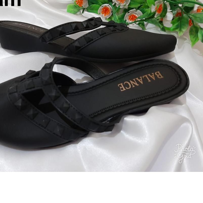 ♦ Sandal Wedges A627 Jelly Sendal Motif Duri Wanita Olivia Merk Balance ✸